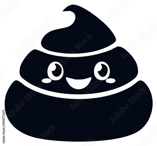 Smiling poop emoji illustration with cute eyes and cheeks