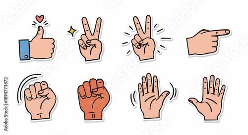 Collection of Hand Gestures Icons and Symbols.