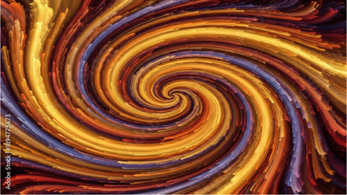 Vibrant swirling pattern of colors forming a spiral design, abstract illustration.