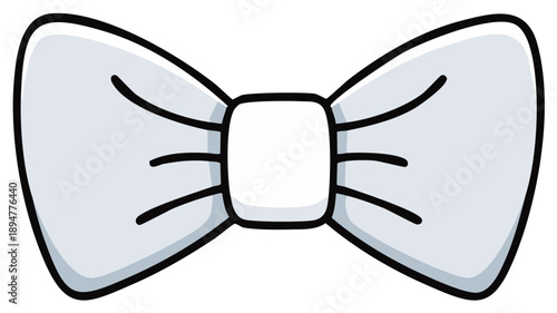 Simple cartoon illustration of a light-colored bow tie with black outline and shading elements.