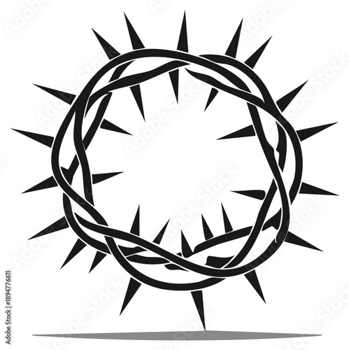 Crown of thorns symbol - Passion of Jesus Christ silhouette design illustration