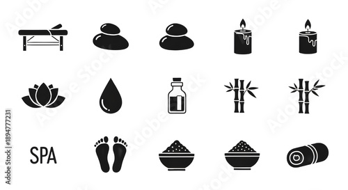 Spa Icon Collection – Minimalist Wellness & Relaxation Vector Set
