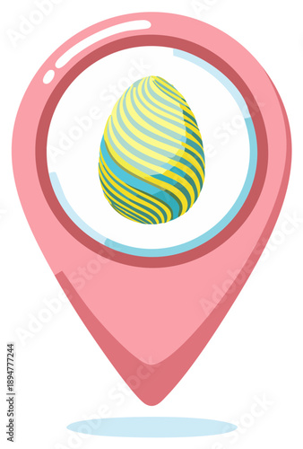 Easter Egg Hunt Location Pin with Colorful Decorated Egg