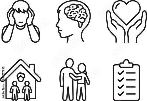 Mental health and wellness icons