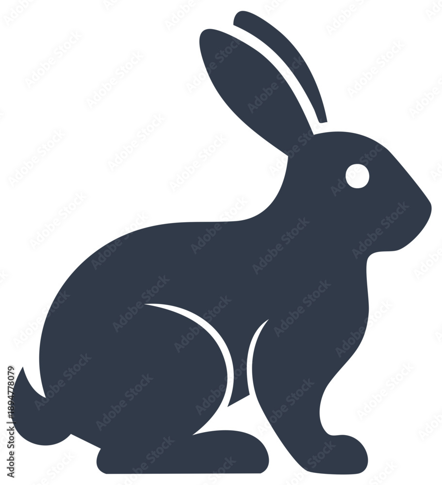 Obraz premium Simple Silhouette of a Sitting Rabbit Icon in Profile View