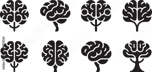Brain tree silhouettes