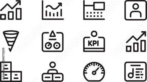 Business icons for data analysis and analytics