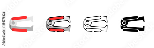 Staple remover stationery icons. Minimal thin line office vector set