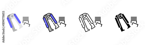 Office staple remover tool icons. Thin line stationery vector collection