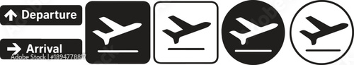 This collection displays a variety of universal symbols used in transportation hubs worldwide to guide passengers