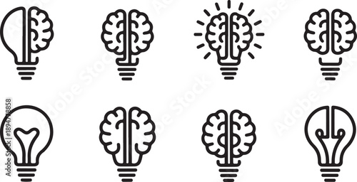 Brainwave and lightbulb illustrations