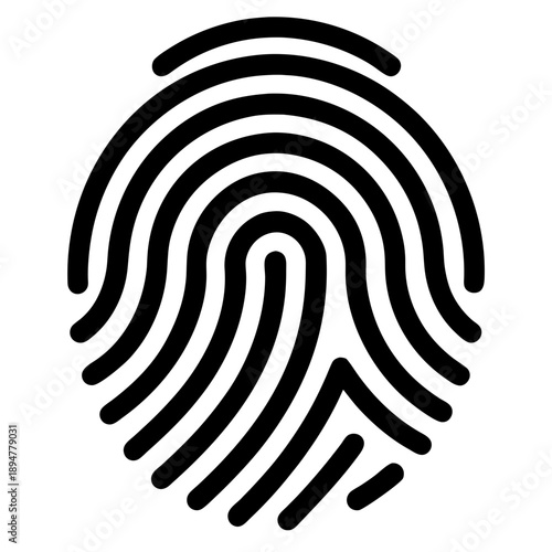 Fingerprint icon symbolizing identity verification and security measures in digital interfaces and forensic analysis