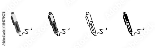 Office pen icons set. Signature and writing tools vector collection