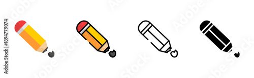Office pencil icons pack. Writing instrument vector illustration set