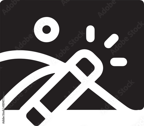 Magic Wand Photo Editor Icon - Minimalist Creative Tool Vector, Sparkle Wand Design Tool - Black Geometric Editing Icon