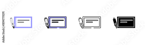 Office felt tip pen icon collection. Creative stationery vector set