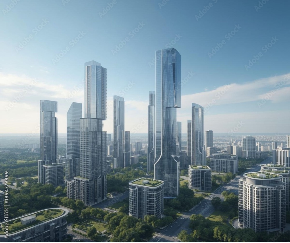 Obraz premium Futuristic smart city skyline