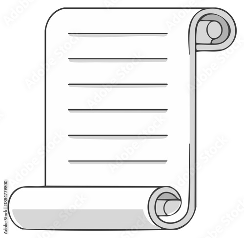 Ancient Scroll Document with Lined Paper and Rolled Edges