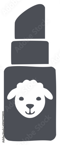 Lipstick icon with sheep logo for cruelty free and natural cosmetics