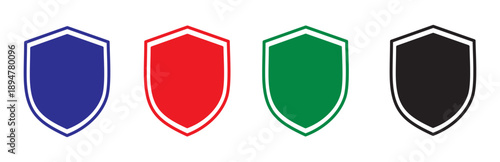 Shield guard icon set in line style. Defense, security sign symbol illustration