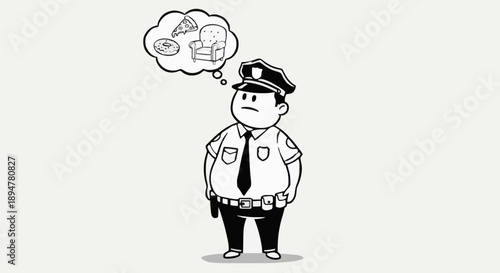 Policeman Thinking About Food.