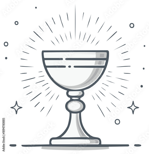 Sacred Chalice with Radiant Rays and Stars Symbolizing Divinity