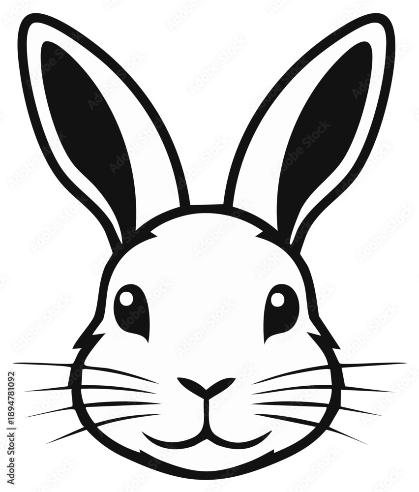 Obraz premium Detailed Rabbit Face Illustration Bold Lines Big Ears Gentle Eyes Creative Design Vector