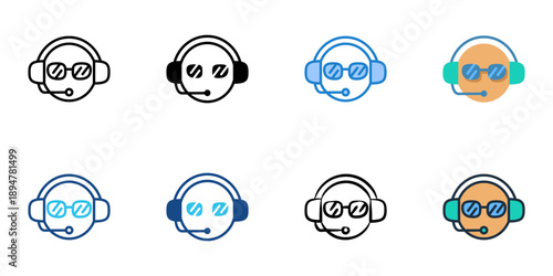 Call center icons set multiple style collection. Editable stroke 
