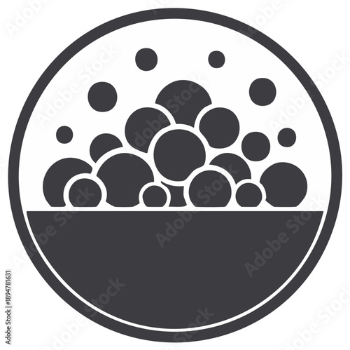 Circular Icon of Soapy Suds and Bubbles for Washing and Cleaning