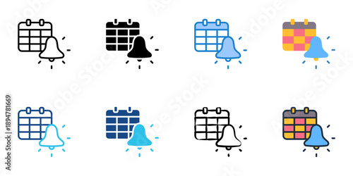 Follow up reminder icons set multiple style collection. Editable stroke 
