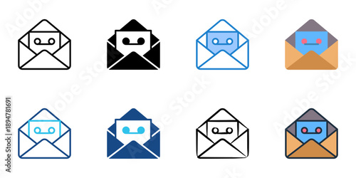 Voicemail icons set multiple style collection. Editable stroke 
