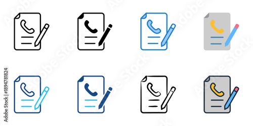 Contact form icons set multiple style collection. Editable stroke 
