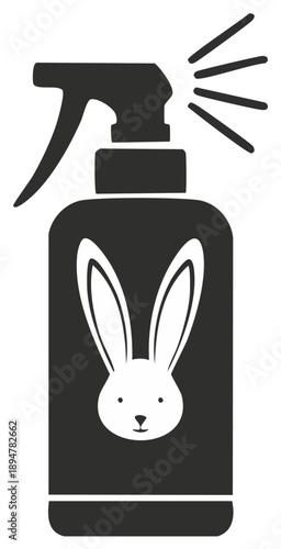 Cruelty free spray bottle with bunny icon spraying liquid