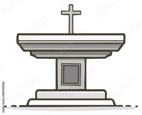 Stylized Altar with Cross Decoration Symbolizing Faith and Spirituality