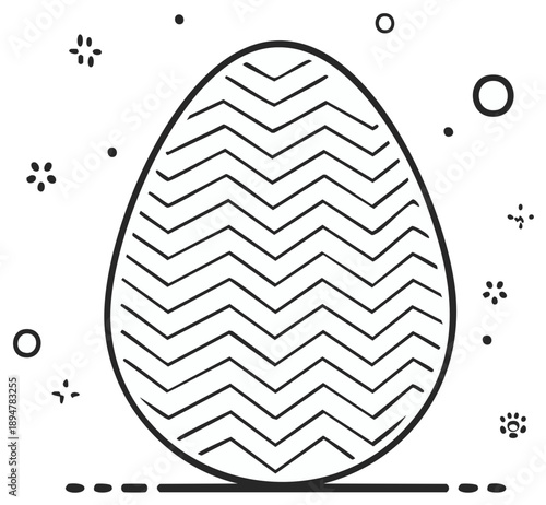 Easter egg outline with zigzag design and decorative elements