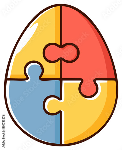 A Colorful Easter Egg Illustrated with Four Puzzle Pieces Creating a Whole Picture