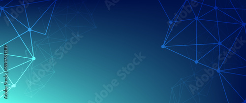 Elegant blue gradient background showcasing a dynamic triangular wireframe. Great for corporate presentations, telecommunication ads, and scientific research headers.