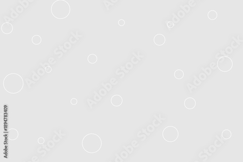 ライトグレーの泡（バブル）が浮かぶシンプル背景素材（白い円ライン）