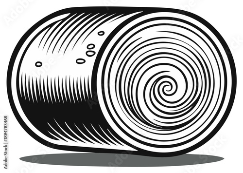 Rolled cylindrical shape with spiral lines and small circles