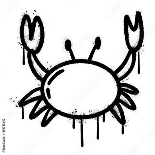 Crab Graffiti Street Art Spray Paint Illustration.