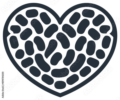 Heart filled with beans shape, love symbol, food concept graphic icon