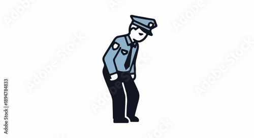 Sad Police Officer Character Illustration.