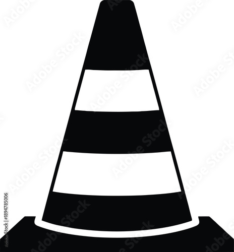 Black and white traffic cone icon on white background.