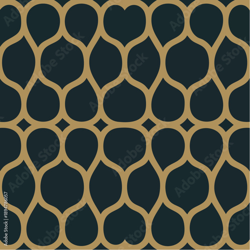 Seamless honeycomb hexagon pattern with abstract circles in yellow and brown vector design