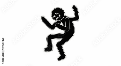 Sad Stick Figure Person Crying and Feeling Down.