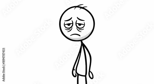 Sad stick figure with tired eyes and slumped posture.