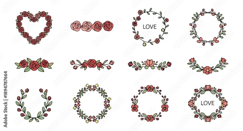 Obraz premium Floral elements collection decorative design illustrations