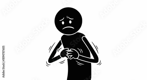 Sad Stick Figure Feeling Anxiety and Fear.