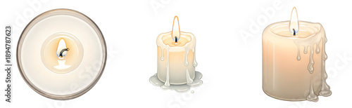 Wallpaper Mural Set of burning candles in different views, isolated on transparent background Torontodigital.ca