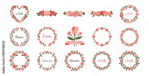 Floral wreaths and frames vector collection for design elements